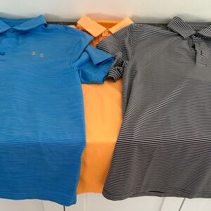 Under Armour Mens Polo Trio - Blue, Orange, Black Stripes